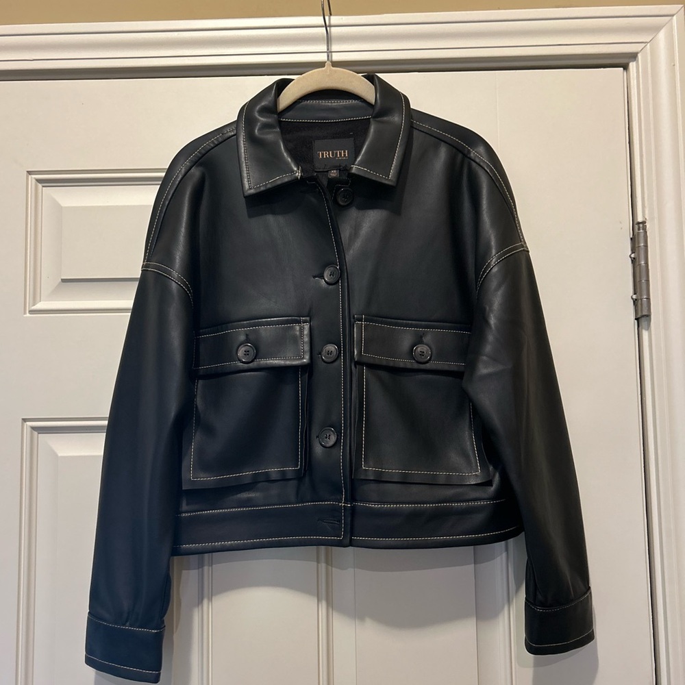 NWT Truth by Republic Faux Leather Jacket